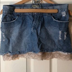 Angel Kiss Brand Jean Skirt with Lace Beneath